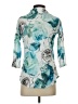David Cline Floral Teal 3/4 Sleeve Blouse Size S - photo 2