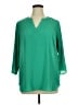Chaus 100% Polyester Green 3/4 Sleeve Blouse Size 1X - photo 1