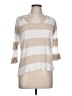 Soft Joie 100% Cotton Stripes Tan Ivory 3/4 Sleeve T-Shirt Size L - photo 1