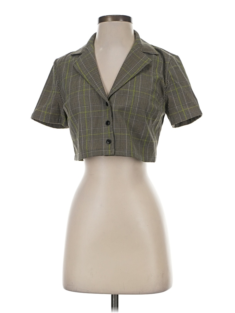 Pre-owned Sunday Best Short Sleeve Blouse In Green