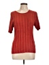 August Silk 100% Silk Red Short Sleeve Top Size L - photo 1