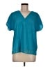 DKNY 100% Polyester Teal Short Sleeve Blouse Size M - photo 1