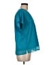 DKNY 100% Polyester Teal Short Sleeve Blouse Size M - photo 4