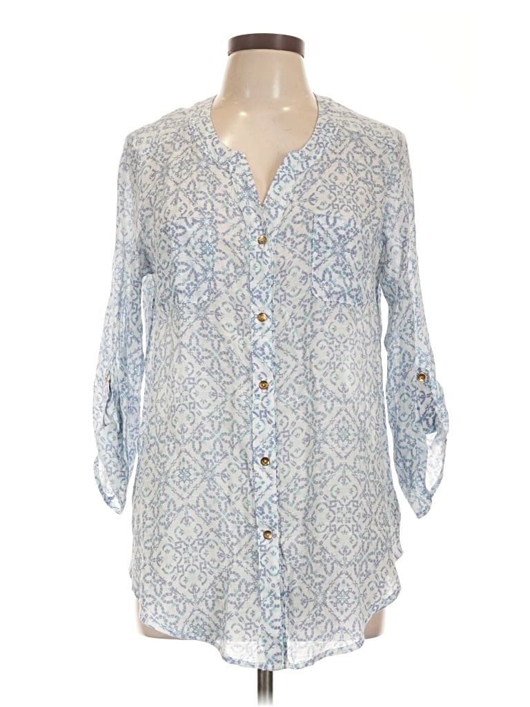 Pre-owned Agb 3/4 Sleeve Blouse In Blue