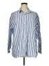 Old Navy Stripes Blue 3/4 Sleeve Button-Down Shirt Size XL - photo 1