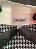 Express 100% Polyester Houndstooth Silver Long Sleeve Blouse Size M - photo 7
