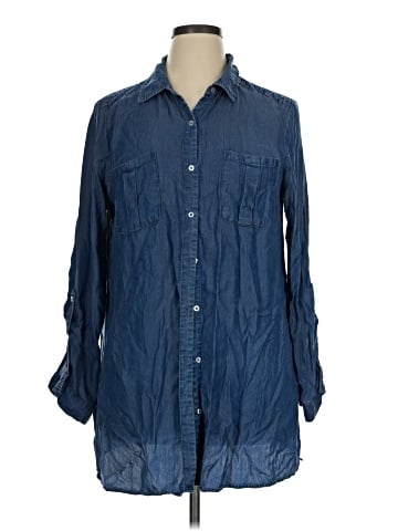 New Directions Long Sleeve Button-Down Shirt (view 1)