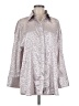 Glam 100% Polyester Animal Print Silver Long Sleeve Blouse Size M - photo 1