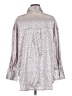 Glam 100% Polyester Animal Print Silver Long Sleeve Blouse Size M - photo 2