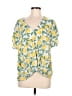 West Kei 100% Polyester Yellow Short Sleeve Blouse Size M - photo 1