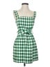 Kourt 100% Polyester Checkered-gingham Green Casual Dress Size 4 - photo 1