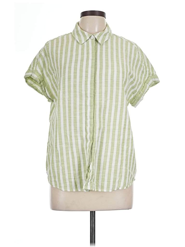 Pre-owned Lola River Short Sleeve Blouse In Green