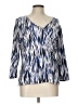Ruby Rd. Blue 3/4 Sleeve Blouse Size L - photo 1