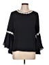 NANETTE Nanette Lepore 100% Polyester Black 3/4 Sleeve Blouse Size L - photo 1