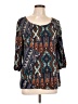 Pink Owl 100% Polyester Teal 3/4 Sleeve Blouse Size L - photo 1