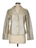 Karen Kane 100% Leather Metallic Ivory Silver Blazer Size Med Petite - photo 1