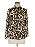 Topshop Animal Print Gold Long Sleeve Blouse Size 6 - photo 1
