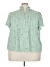 Max Studio 100% Polyester Green Short Sleeve Blouse Size 3X (estimated) - photo 1