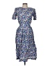 Karin Stevens 100% Rayon Floral Blue Casual Dress Size 6 Petite - photo 1