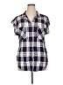 Jachs Girlfriend 100% Rayon Plaid Blue Short Sleeve Button-Down Shirt Size XL - photo 1
