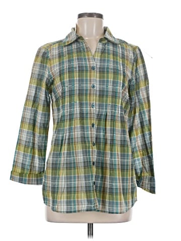 Christopher & Banks 3/4 Sleeve Button-Down Shirt (view 1)