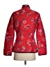 Anne Carson 100% Silk Floral Red Jacket Size S - photo 2