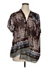 Bobeau 100% Polyester Paisley Brown Short Sleeve Blouse Size XL - photo 1