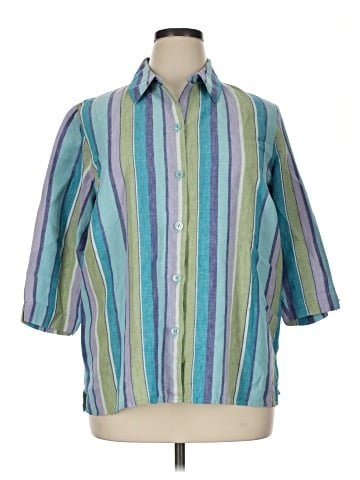 JM Collection 3/4 Sleeve Button-Down Shirt (view 1)