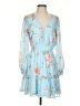 Aura 100% Polyester Floral Blue Cocktail Dress Size S - photo 1