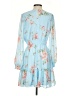 Aura 100% Polyester Floral Blue Cocktail Dress Size S - photo 2
