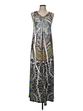 cato maxi dresses Women's Blue Floral Rayon Square Neck Sleeveless Long Dress Size Large sculptural interpretation of the strapless dress in double Maxi Dresses for Women Under