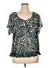Apt. 9 100% Nylon Animal Print Teal Short Sleeve Blouse Size XL - photo 1