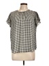 Ann Taylor 100% Polyester Houndstooth Gray Short Sleeve Blouse Size Lg Petite - photo 1