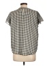 Ann Taylor 100% Polyester Houndstooth Gray Short Sleeve Blouse Size Lg Petite - photo 2