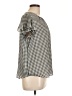 Ann Taylor 100% Polyester Houndstooth Gray Short Sleeve Blouse Size Lg Petite - photo 4