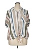 O'Neill 100% Viscose Stripes Ivory Short Sleeve Blouse Size XL - photo 1