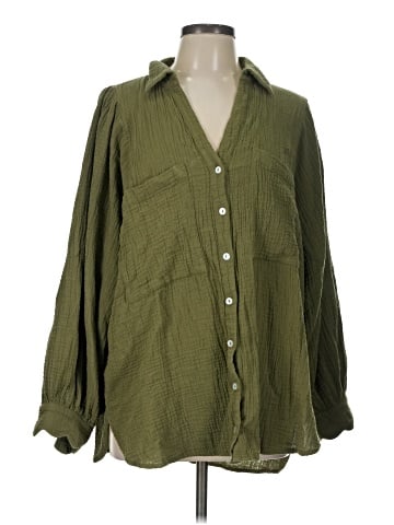 Topshop Long Sleeve Button-Down Shirt (view 1)