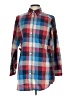 Columbia 100% Polyester Plaid Blue Long Sleeve Blouse Size L - photo 1