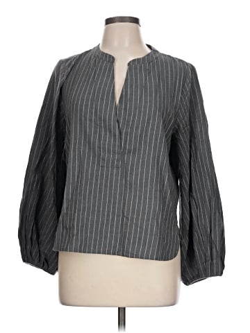 Madewell V-Neck Long-Sleeve Top in Pinstripe Flannel (view 1)