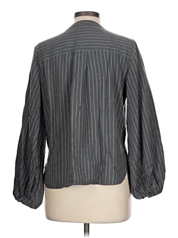 Madewell V-Neck Long-Sleeve Top in Pinstripe Flannel (view 2)