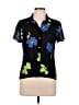 Essentials 100% Rayon Floral Black Short Sleeve Blouse Size M - photo 1