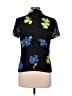 Essentials 100% Rayon Floral Black Short Sleeve Blouse Size M - photo 2