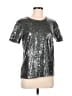 DKNY Metallic Silver Short Sleeve Top Size M - photo 1