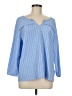 Lands' End 100% Cotton Blue 3/4 Sleeve Blouse Size M - photo 1