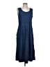 Talbots 100% Cotton Solid Blue Casual Dress Size 10 - photo 1