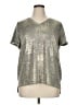 Akemi + Kin Metallic Silver Short Sleeve Top Size XL - photo 1