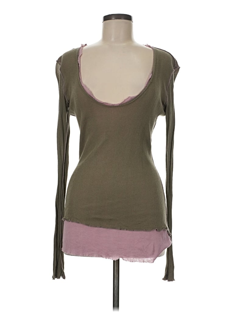 Pre-owned Assorted Brands 3/4 Sleeve T-shirt In Brown