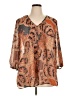 Liz Claiborne 100% Polyester Paisley Brown 3/4 Sleeve Blouse Size XL - photo 1