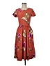 Reba Floral Brown Orange Casual Dress Size M - photo 1