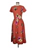 Reba Floral Brown Orange Casual Dress Size M - photo 2